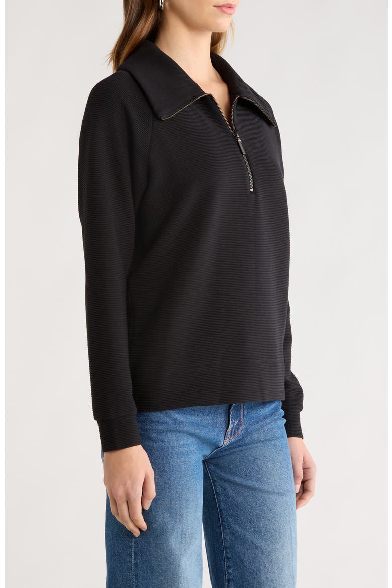 Ottoman Half Zip Pullover, Alternate, color, BLACK