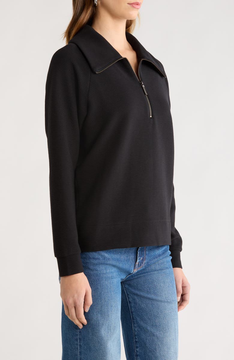 Caslon<sup>®</sup> Ottoman Half Zip Pullover, Alternate, color, Black