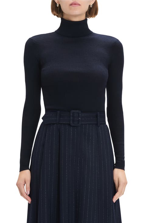 Amelia Rib Merino Wool Turtleneck Top