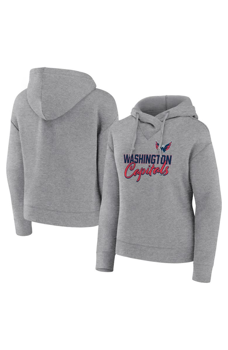 FANATICS Women's Fanatics Heather Gray Washington Capitals Script Favorite Pullover Hoodie, Main, color, Heather Gray
