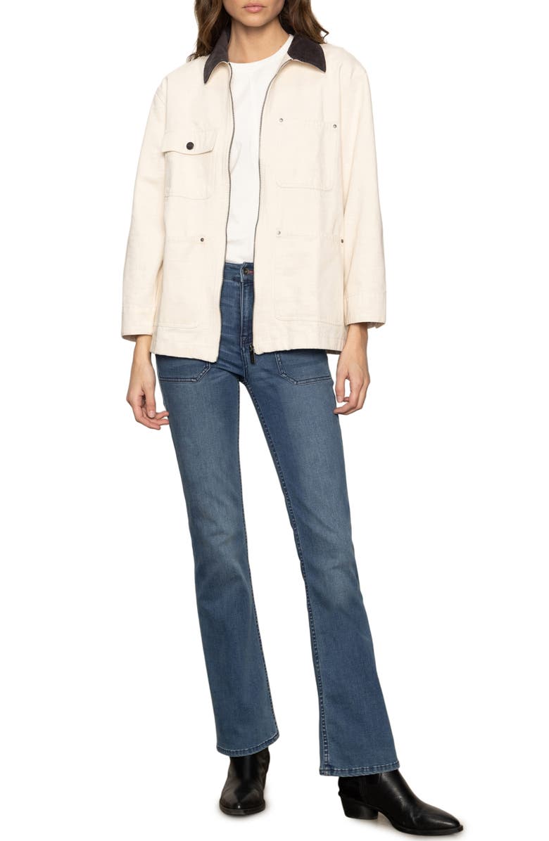 Sanctuary Corduroy Collar Cotton Barn Jacket, Alternate, color, Light Oat