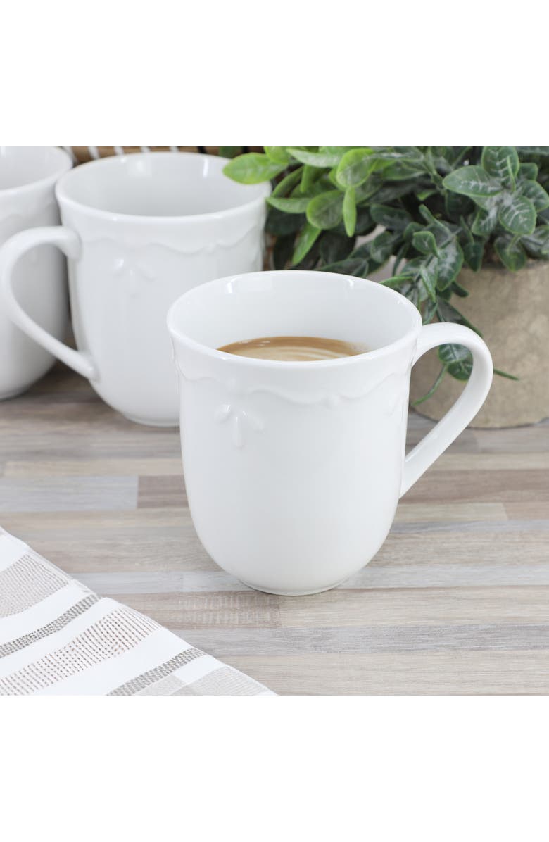 Elama Henryi 6 Piece 12 Ounce Porcelain Mug Set, Alternate, color, White