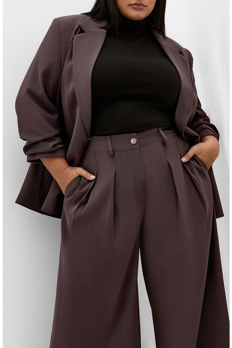 Abbie Ruched Sleeve Blazer, Main, color, CHOCOLATE