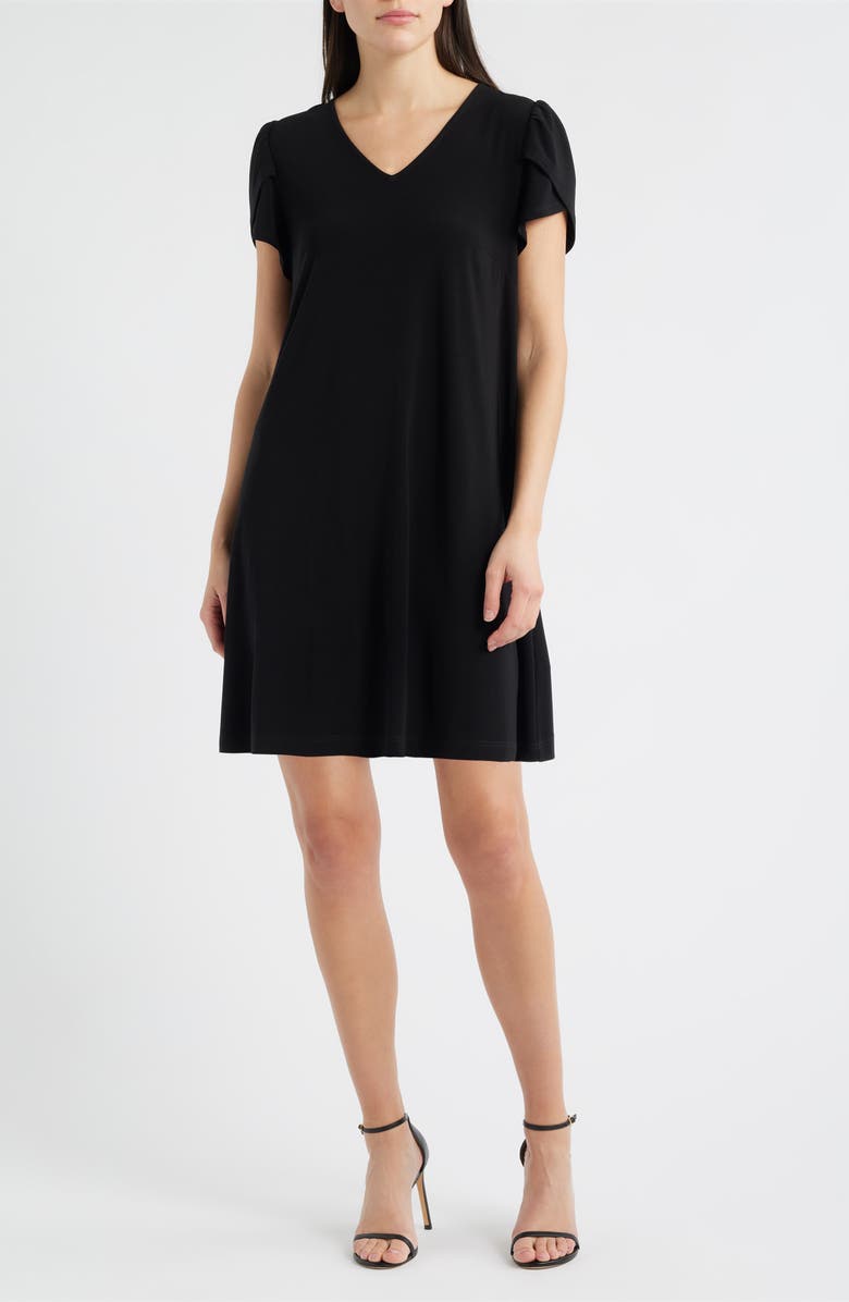 AK ANNE KLEIN Tulip Sleeve Swing Dress, Main, color, Anne Black