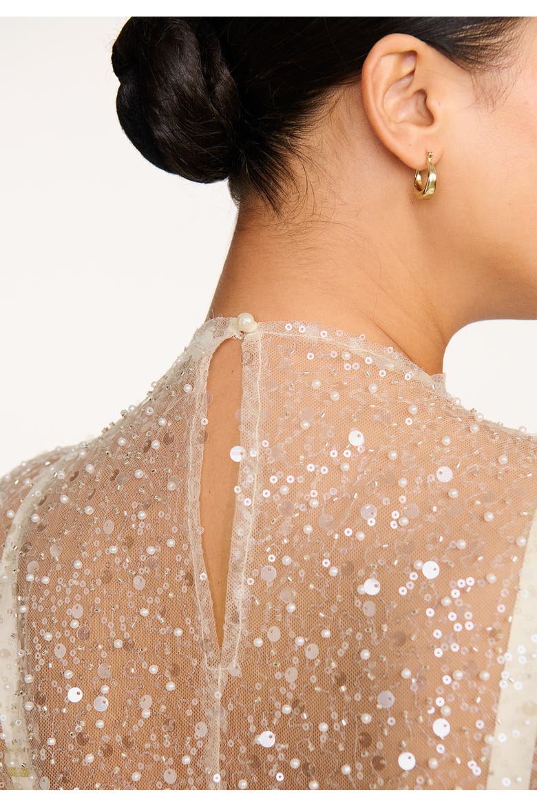 The Mock Neck Mini Dress- Sequin, Alternate, color, PEARL
