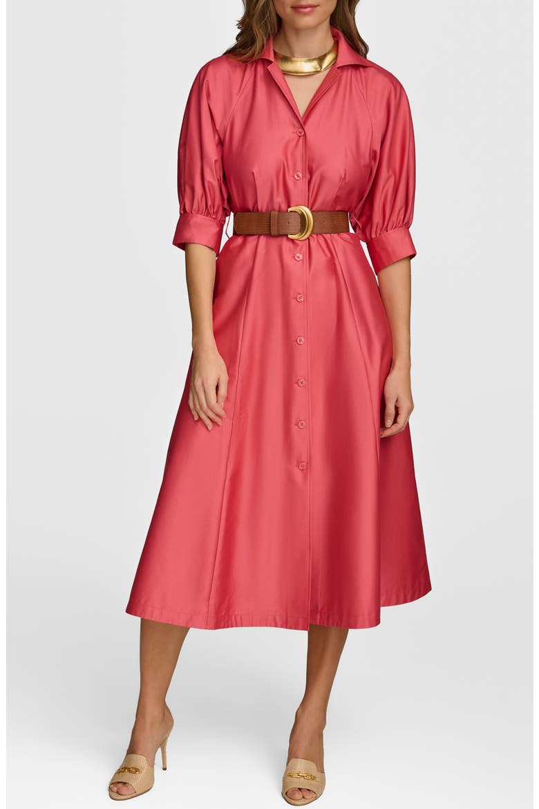 Cotton Midi Shirtdress, Main, color, ROSE QUART