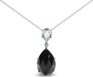 Haus of Brilliance 18K Gold Diamond Accent Topaz and Onyx Drop Pendant Necklace