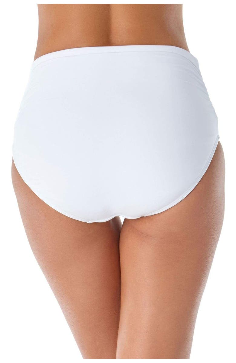 Anne Cole Women's Live In Color Convertible High Waist Shirred Swim Bottom, Alternate, color, White