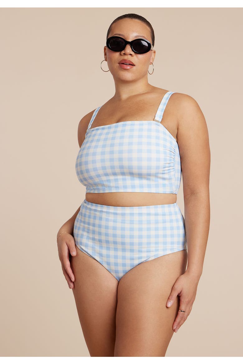High Waisted Bikini Bottom, Alternate, color, SKYWAY GINGHAM