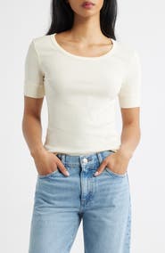 MANGO Camiseta Louise Semisheer Cotton Rib T-Shirt