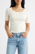 MANGO Camiseta Louise Semisheer Cotton Rib T-Shirt