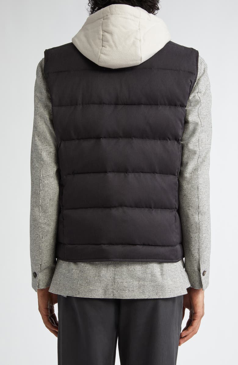 Eleventy Silk Puffer Down Vest with Removable Hooded Bib Inset, Alternate, color, Carbon