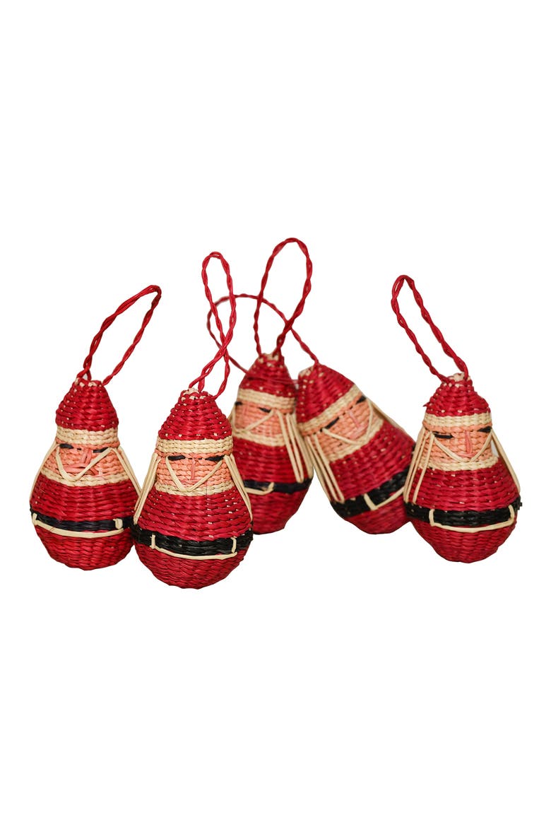 x Ames Jipi Santa Set of 5 Ornaments, Main, color, RED