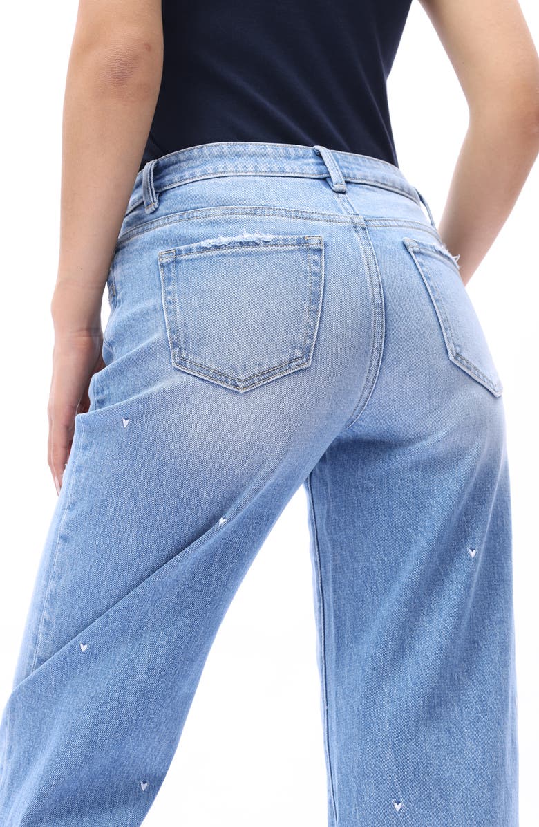 Bayeas Flora Mid Rise Barrel Leg Jeans, Alternate, color, Medium Blue