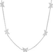 Queen Jewels Sterling Silver CZ Butterfly Station Necklace