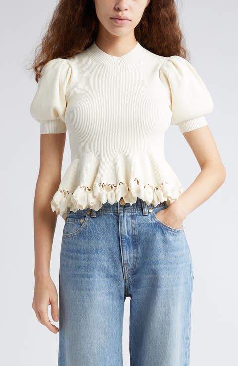 Esma Puff Sleeve Rib Top