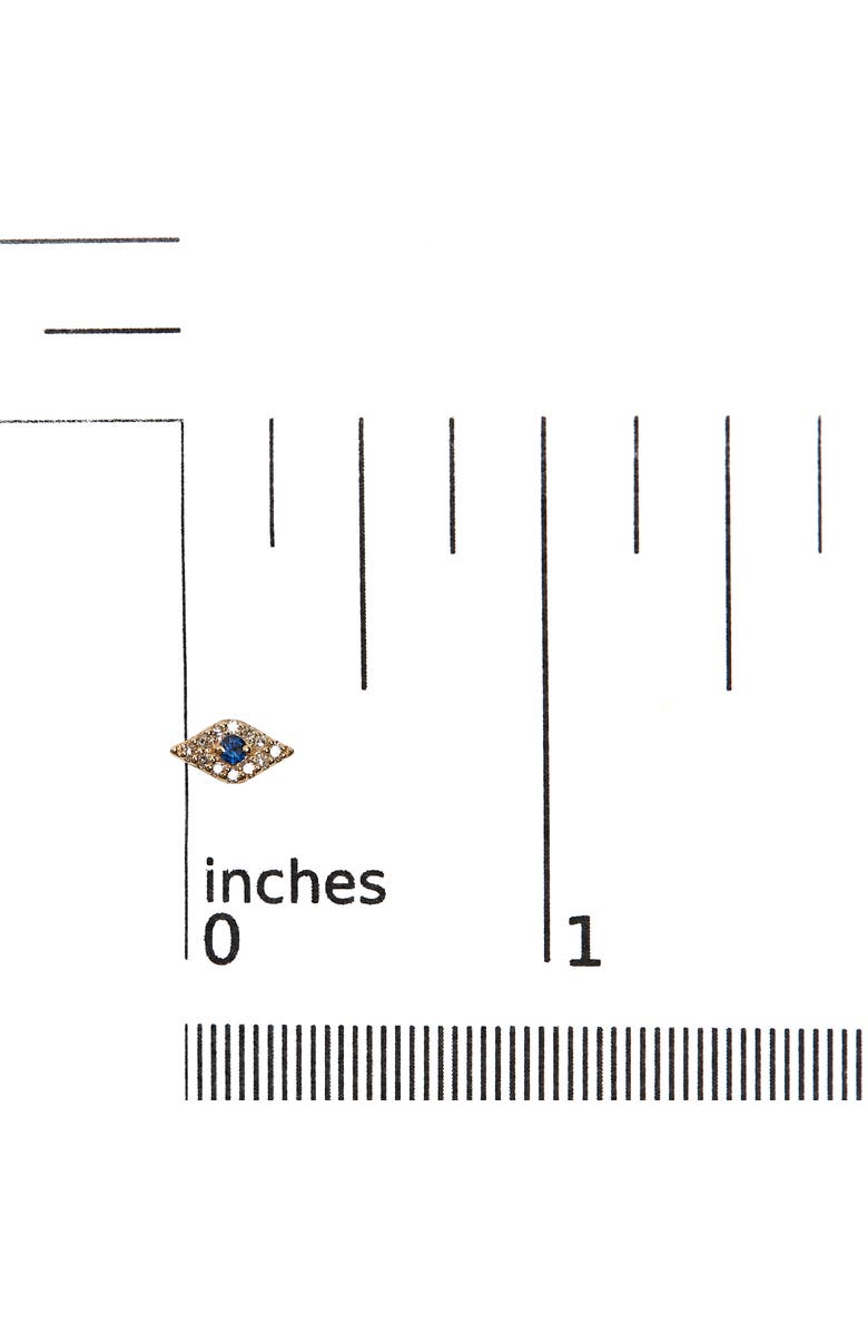 Haus of Brilliance 10K Yellow Gold Blue Sapphire and Diamond Accent Evil Eye Stud Earring, Alternate, color, Yellow