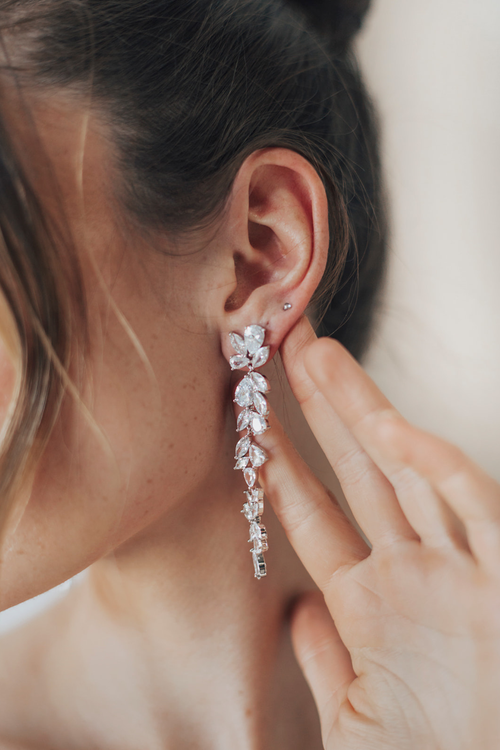 Untamed Petals Promise Crystal Drop Earrings In Metallic