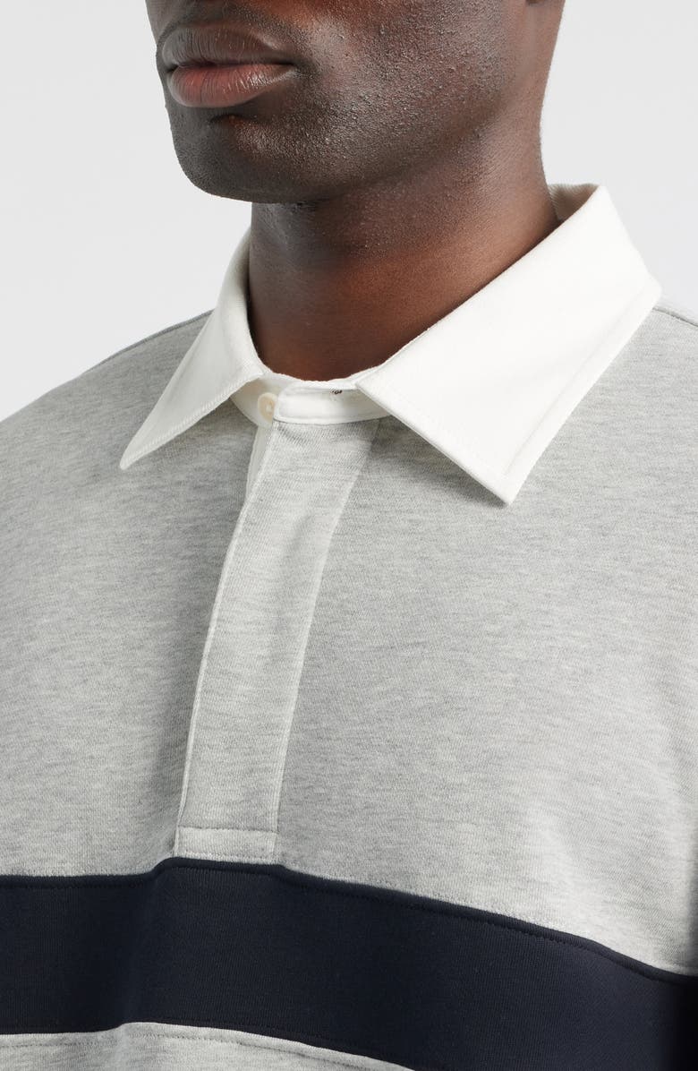 Wax London Rowhill Stripe Organic Cotton Rugby Shirt, Alternate, color, Grey Marl Stripe