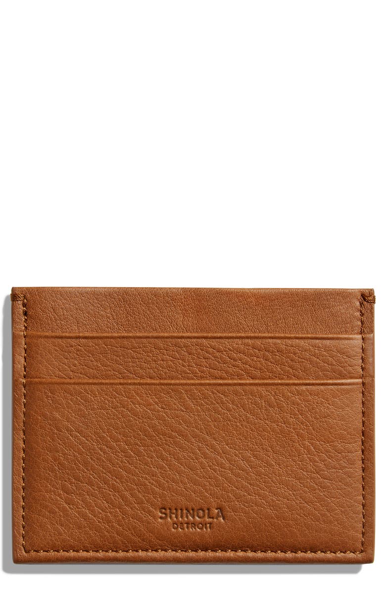 Shinola Leather Card Case, Main, color, Tan