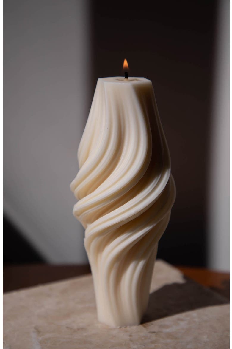 Swirl Cylinder Candle, Alternate, color, IVORY