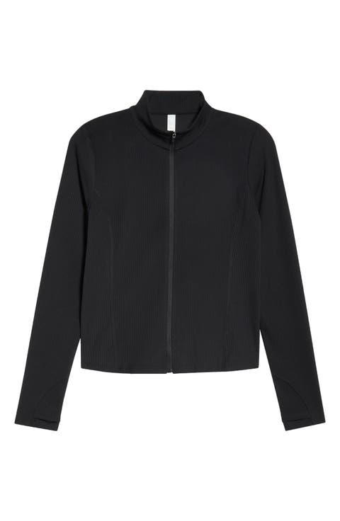 Thrive Rib Knit Zip Front Sweatshirt