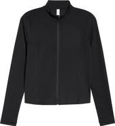 Zella Thrive Rib Knit Zip Front Sweatshirt