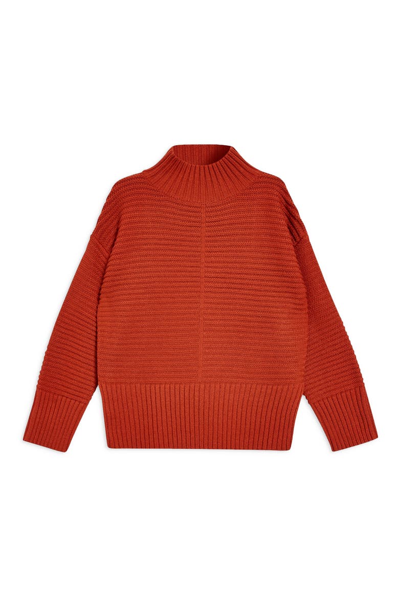 Mock Neck Sweater, Alternate, color, RUST