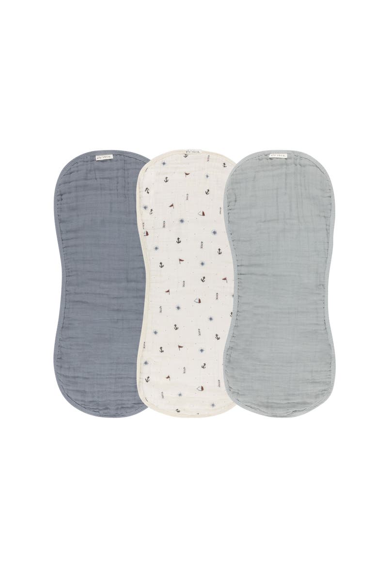 Baby Muslin Burp Cloths 3 Pack, Main, color, Nautical Blue