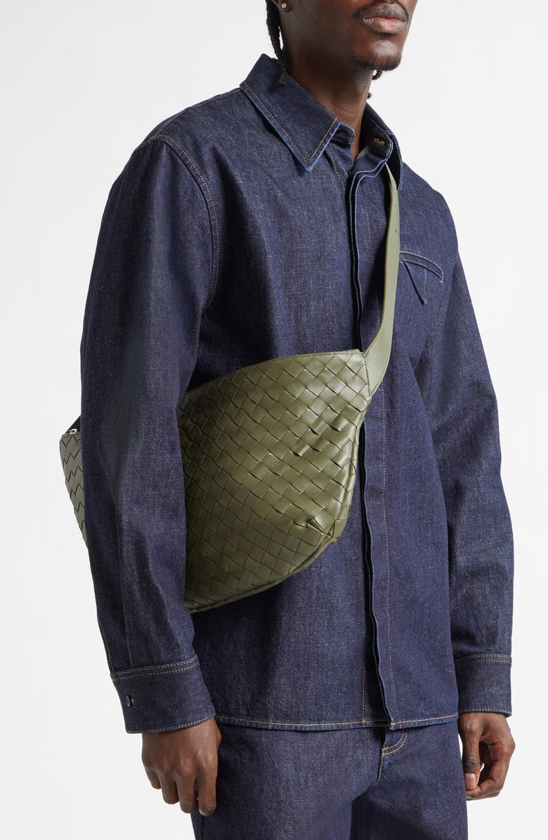 Bottega Veneta Intrecciato Leather Day Sling Bag, Alternate, color, Crocodile-Silver