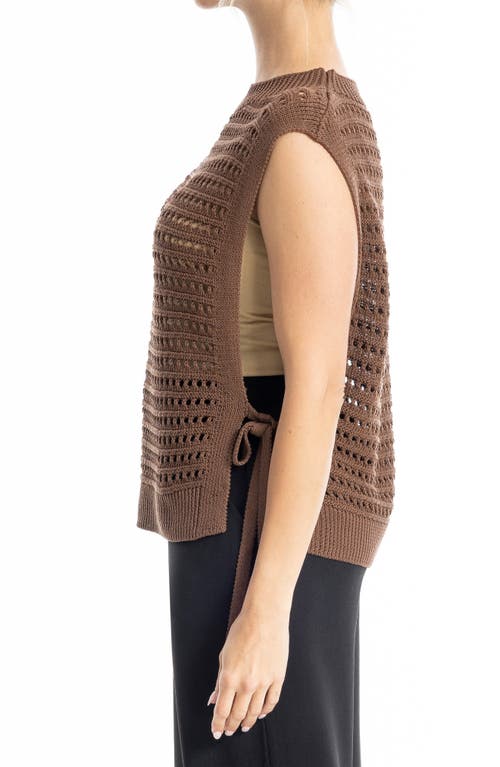 Max Studio Open Stitch Sweater Vest In Brown