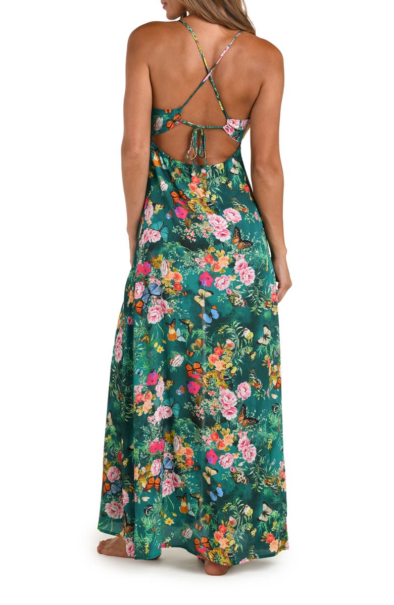 L'AGENCE Geneva Crepe Cover-Up Maxi Sundress, Alternate, color, Green Multi
