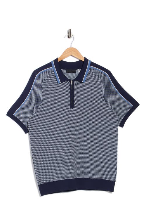 Elie Tahari Geometric Jacquard Polo Shirt In Blue