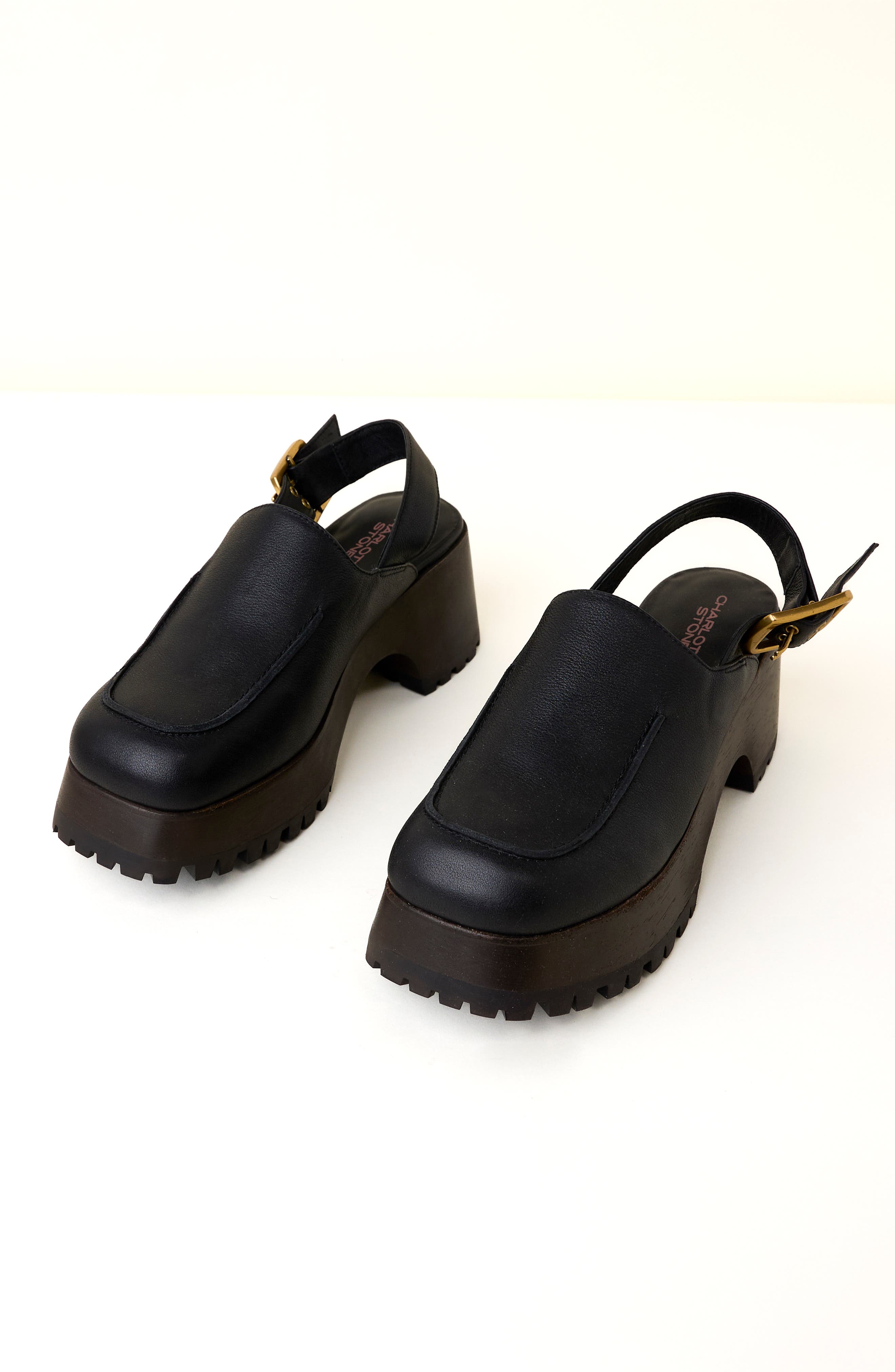 Charlotte Stone Carlos Slingback Platform Clog, Main, color, Black