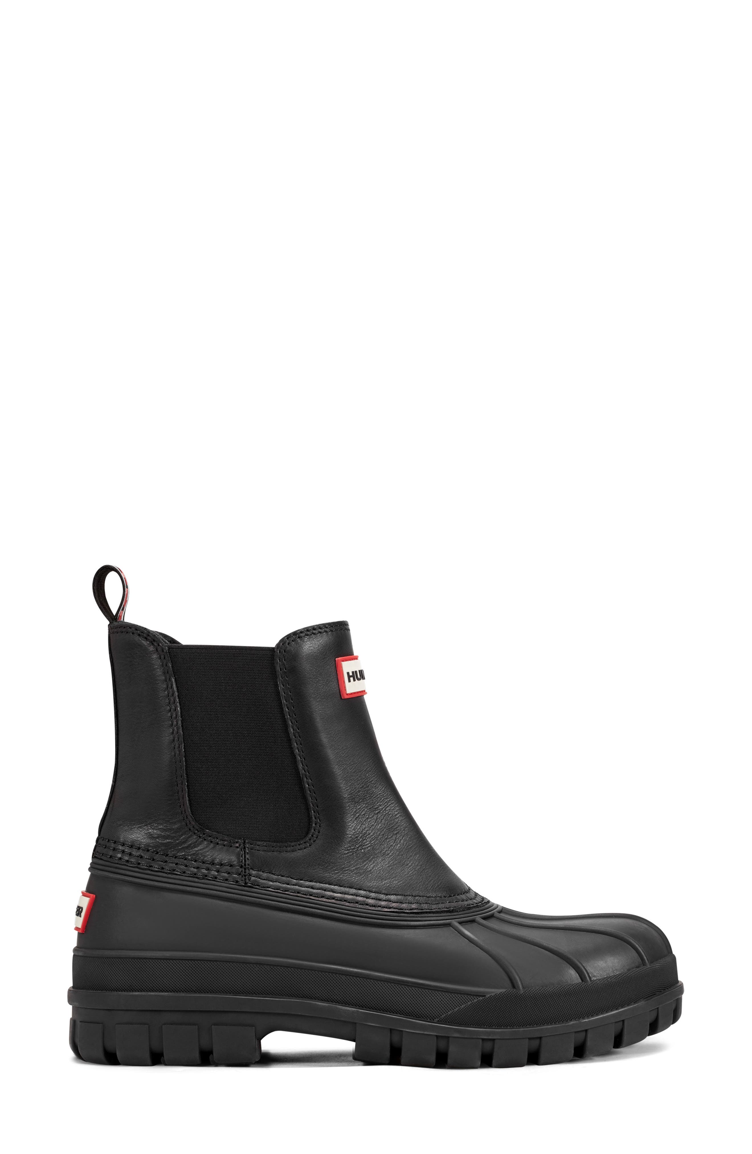 Hunter Sutton Waterproof Duck Boot, Alternate, color, Black/ / Black