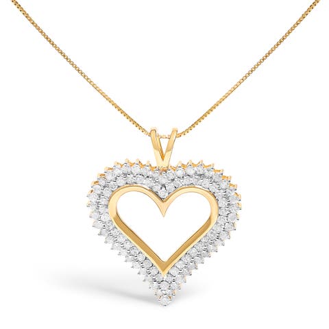 Silver 3.00 Cttw Diamond Heart Pendant Necklace