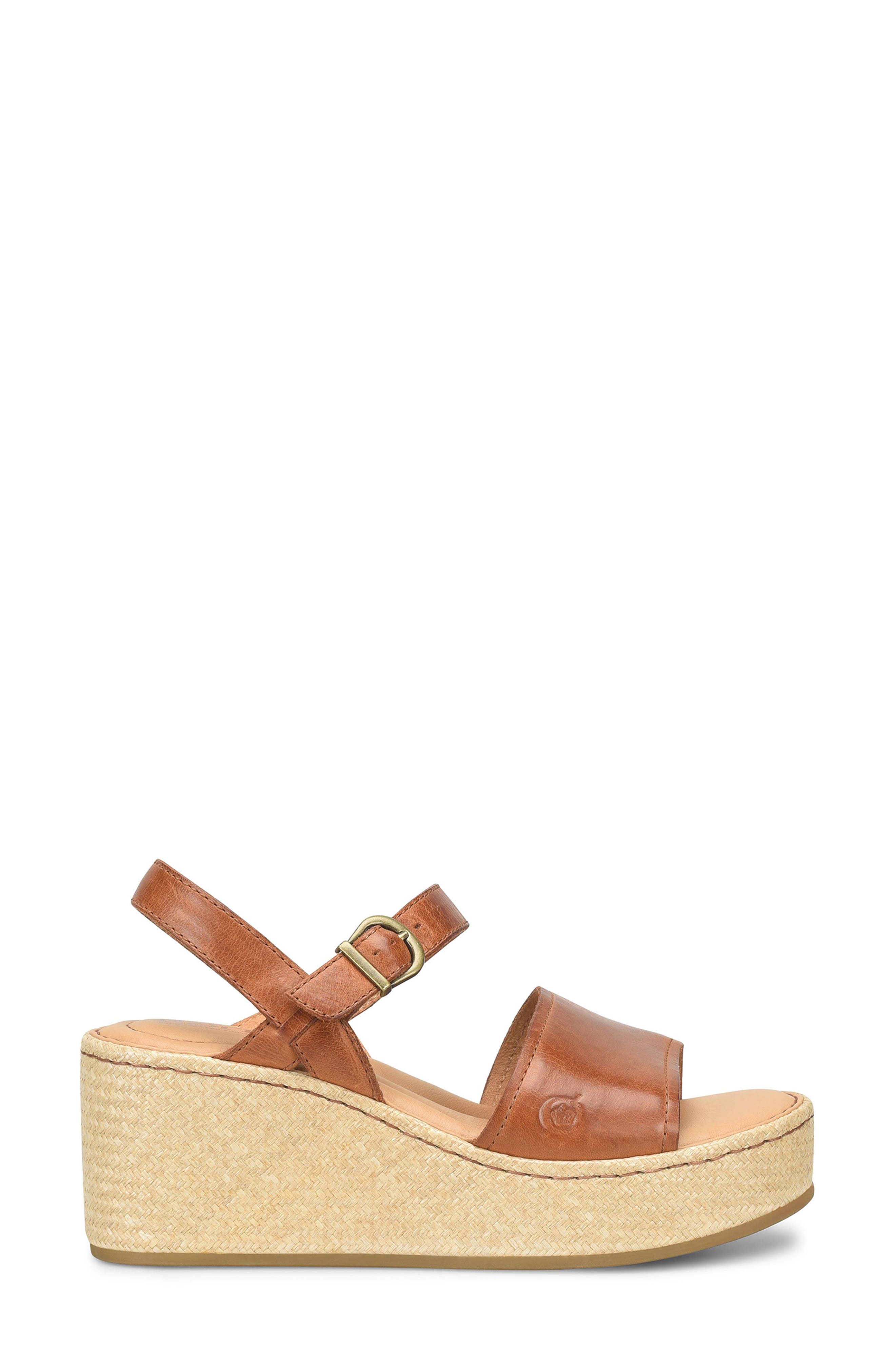 Børn Santos Platform Wedge Sandal, Alternate, color, Brown Leather