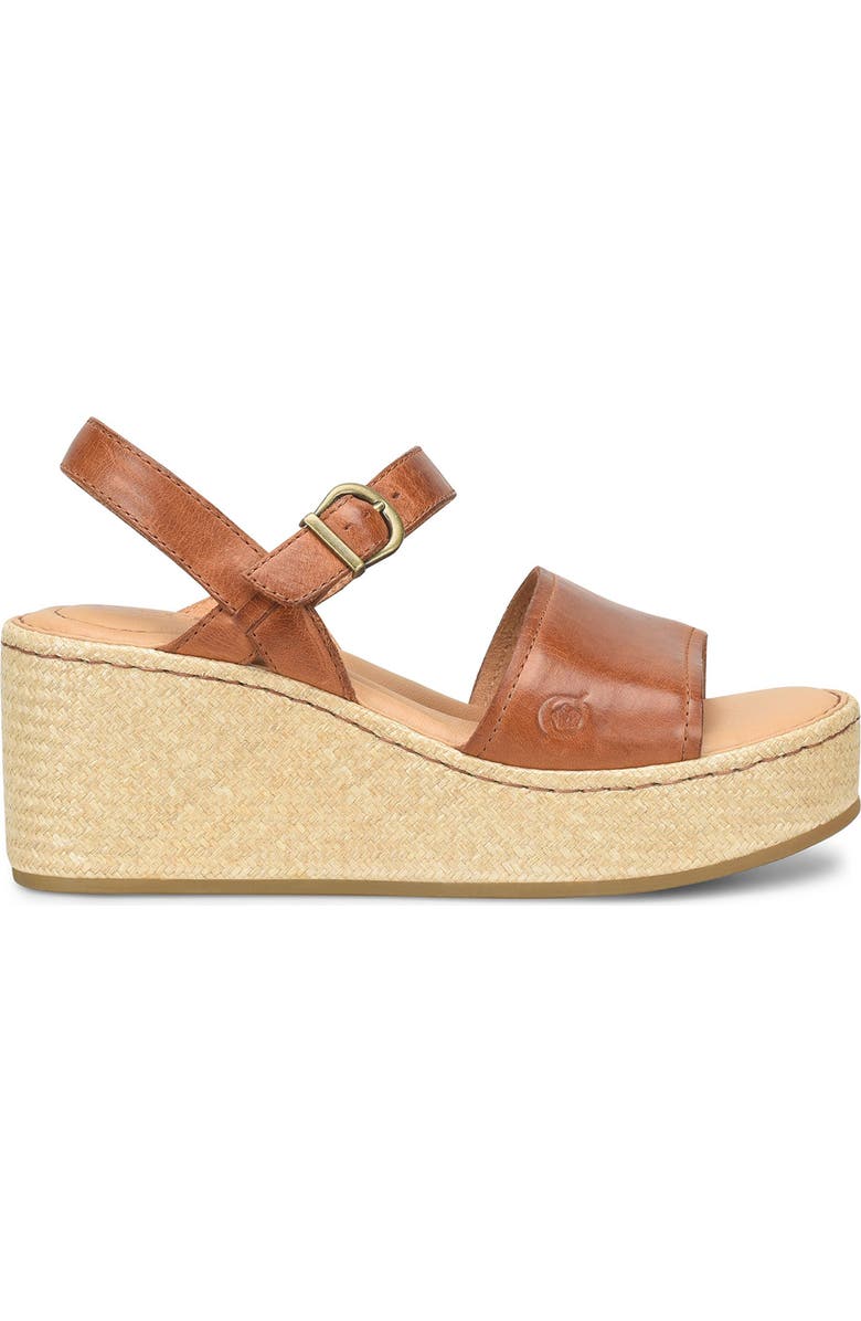 Børn Santos Platform Wedge Sandal, Alternate, color, Brown Leather