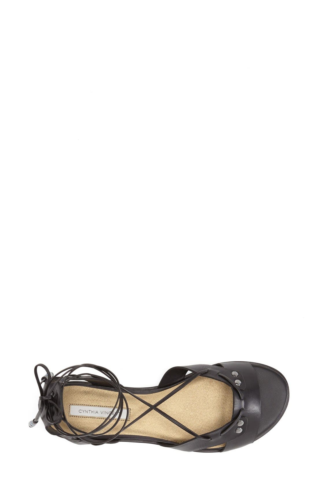'Fantine' Leather Gladiator Sandal, Alternate, color, BLACK