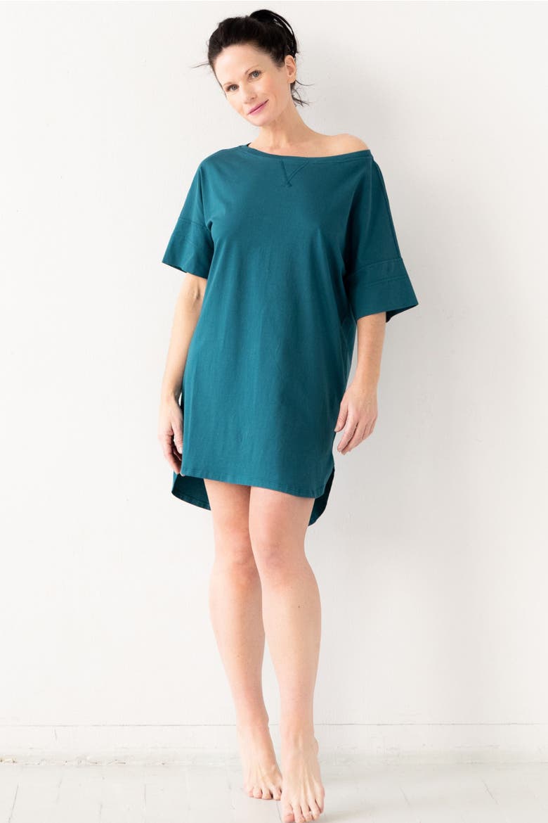 Easy Boatneck Nightshirt, Main, color, Deep Teal