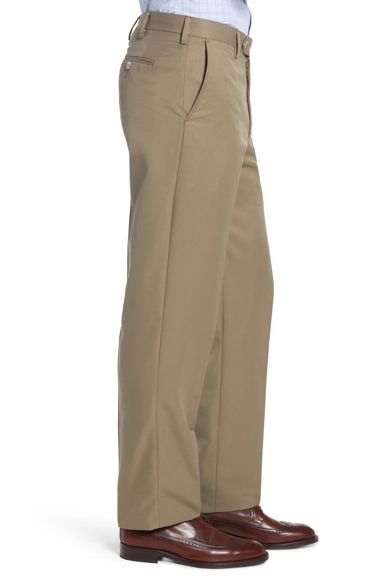 Classic Fit Flat Front Microfiber Performance Trousers, Alternate, color, GREEN