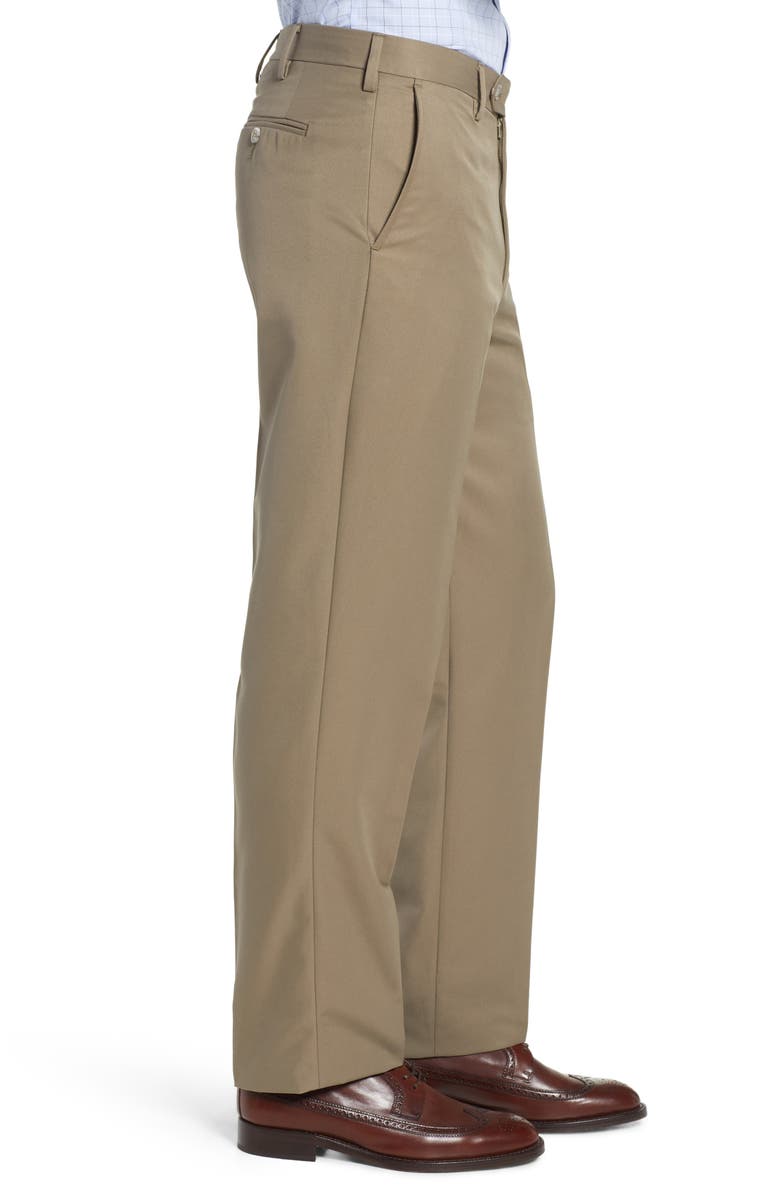 Berle Classic Fit Flat Front Microfiber Performance Trousers, Alternate, color, Green