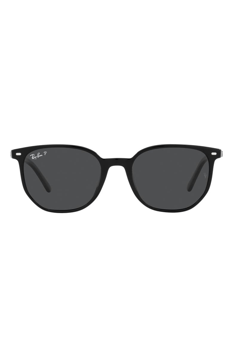Ray-Ban Elliot 52mm Polarized Square Sunglasses, Main, color, Black