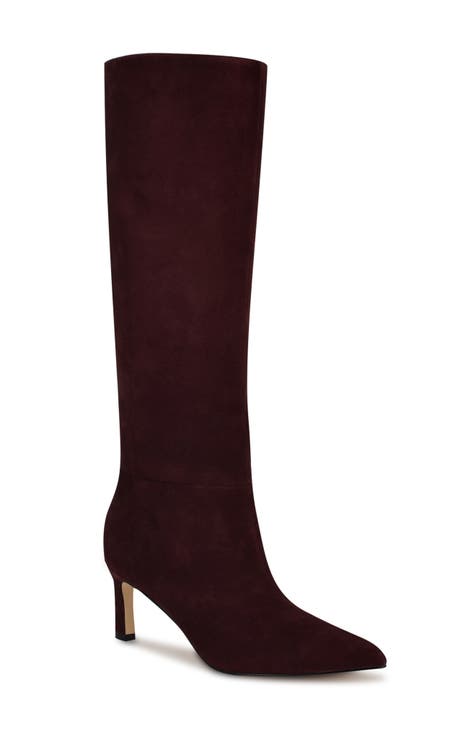 Knee high burgundy leather boots hotsell