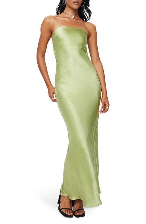 パーティードレス Strapless Green Cocktail Party Dress カクテルパーティー セミフォーマルドレス グリーンストラップ