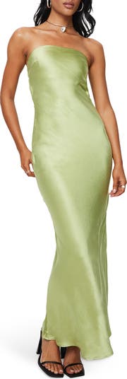 Haley Strapless Satin Maxi Dress