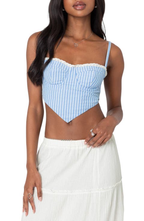 Puckered Triangle Hem Crop Corset Top