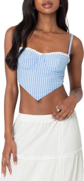 EDIKTED Puckered Triangle Hem Crop Corset Top