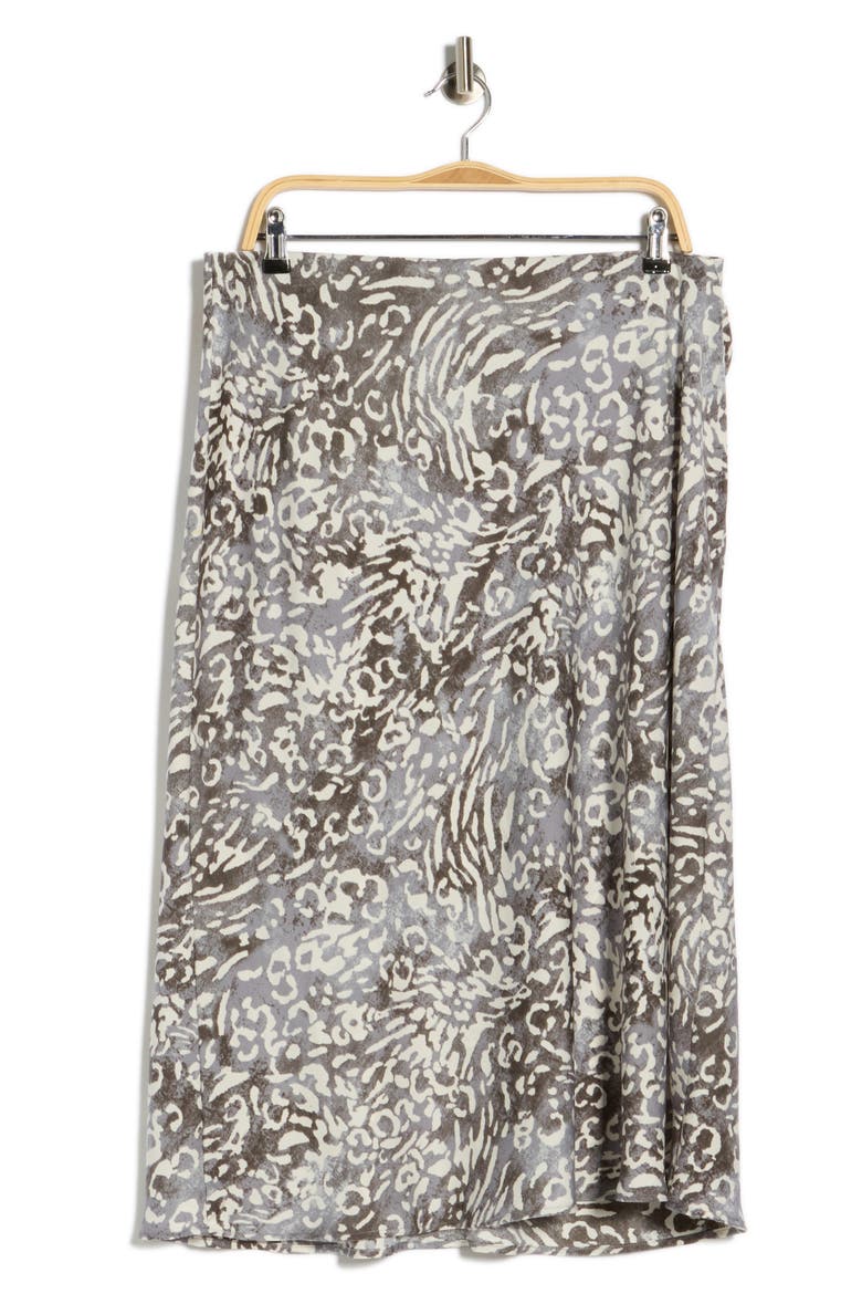 Animal Print Satin Midi Skirt, Alternate, color, CHARCOAL