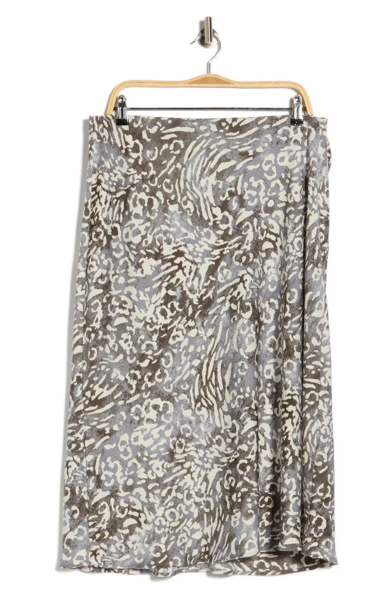 Renee C Animal Print Satin Midi Skirt, Main, color, 